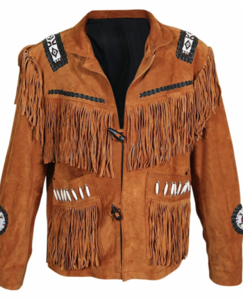 Genuine Leather Western Cowboy Jacket with Fringe