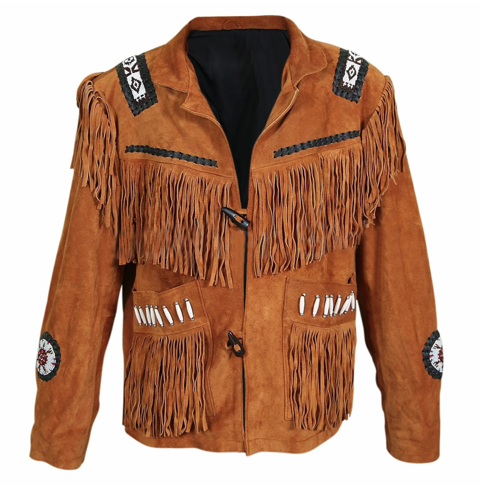 Genuine Leather Western Cowboy Jacket with Fringe