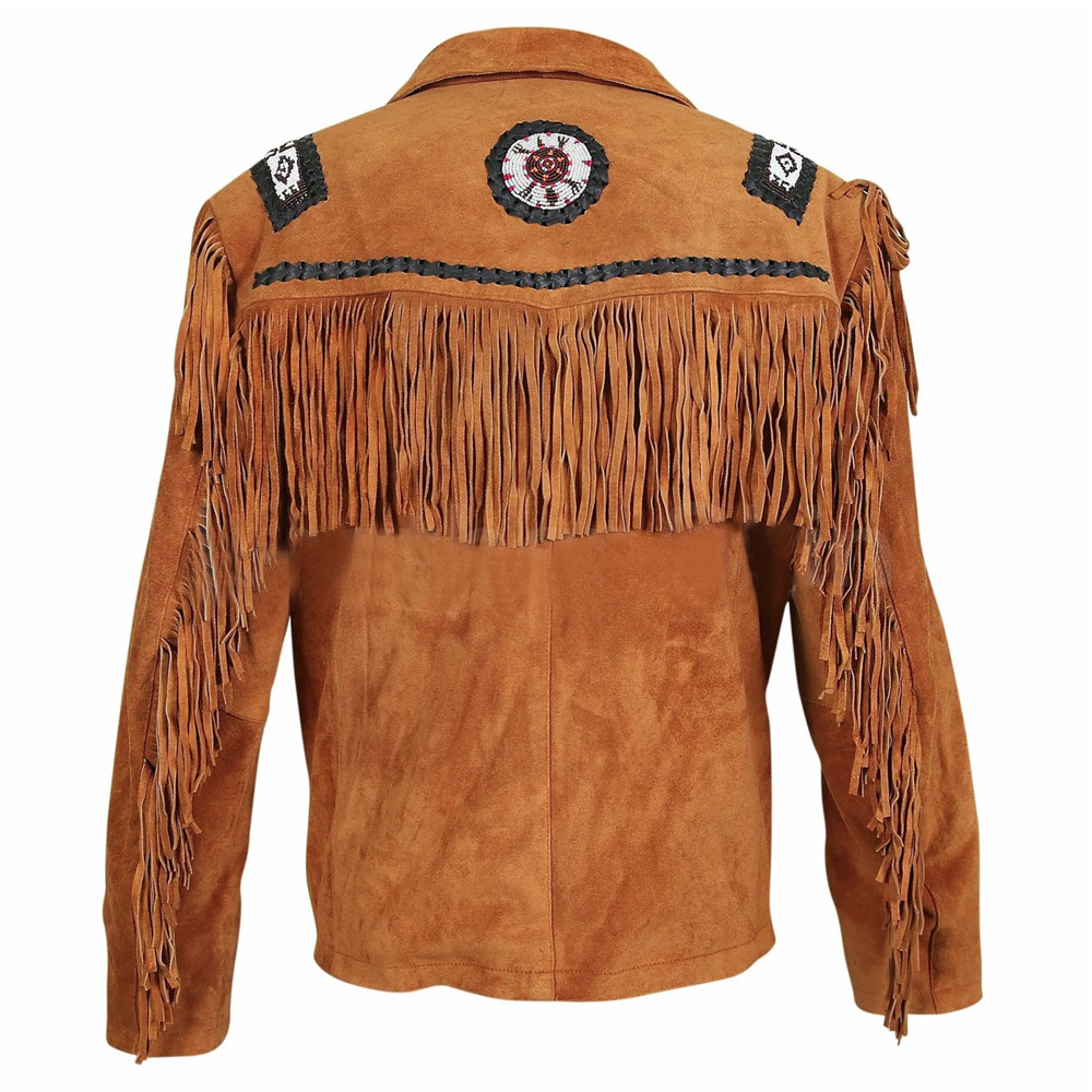 Genuine Leather Western Cowboy Jacket with Fringe