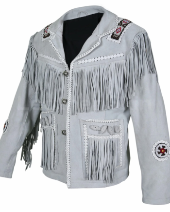 Rustic Gray Genuine Leather Western Yoke Jacket