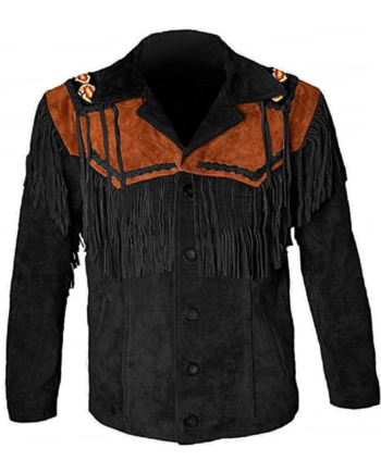 Black Genuine Leather Western Yoke Jacket