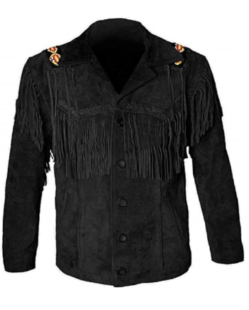 Black Genuine Leather Western Biker Jacket