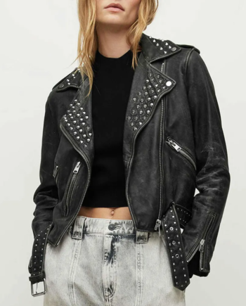 Black Genuine Leather Shirt Collar Button Jacket