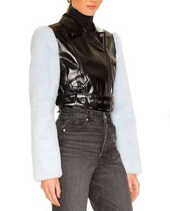 Black Genuine Leather Sleeveless Vest with Zipper Pockets