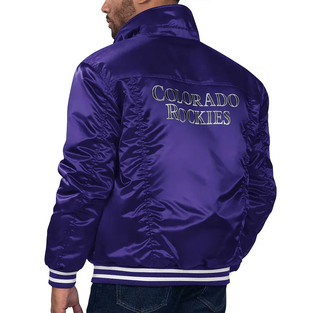 Purple Satin Snap-Tab Baseball Trucker Jacket