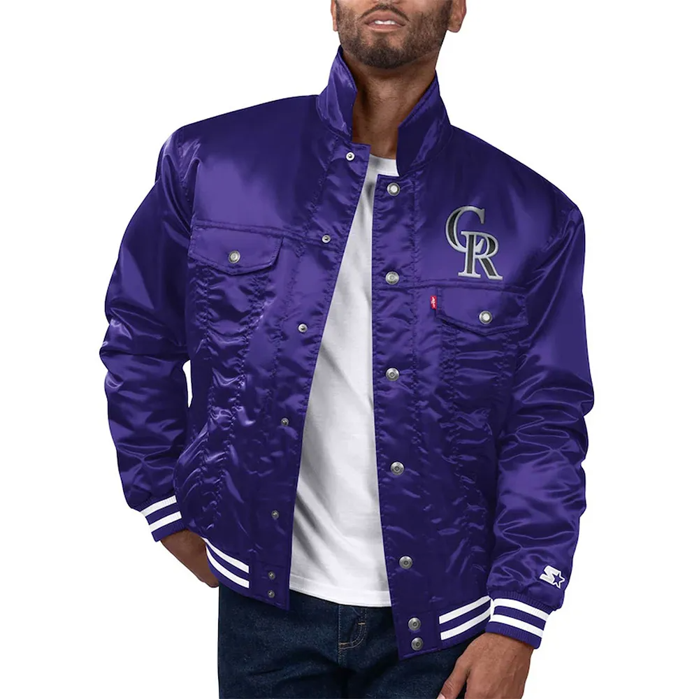Purple Satin Snap-Tab Baseball Trucker Jacket