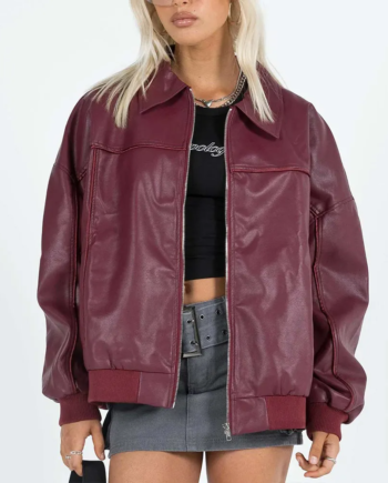 Classic Faux Leather Bomber Jacket