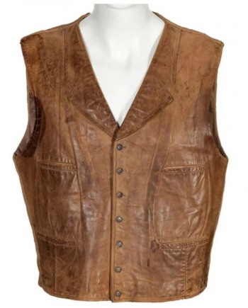 Distressed Brown Leather Vest