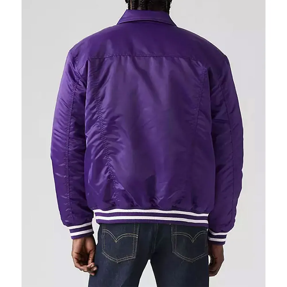 Purple Satin Snap-Tab Trucker Jacket