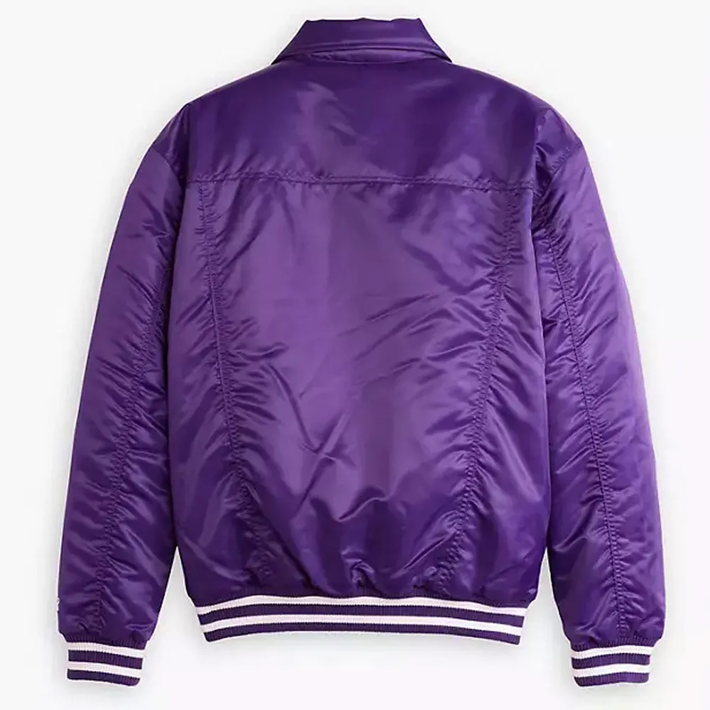 Purple Satin Snap-Tab Trucker Jacket