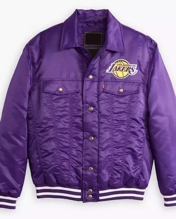 Purple Satin Snap-Tab Trucker Jacket