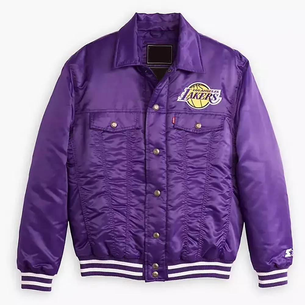 Purple Satin Snap-Tab Trucker Jacket