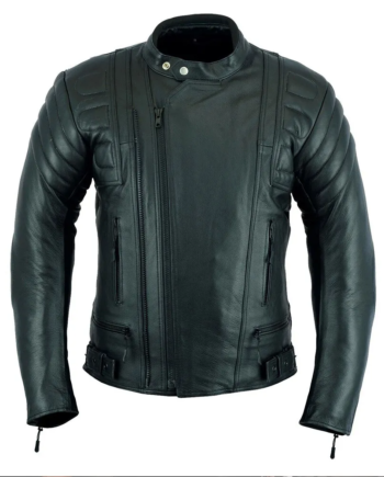 Black Cafe Racer Leather Jacket