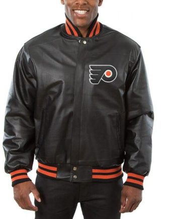Black Genuine Leather Varsity Bomber Jacket