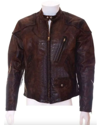 Brown Cafe Racer Leather Jacket
